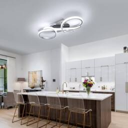 Pheashine Modern Chrome LED Ceiling Light, 36W Nordic Aluminum Flush Mount, 42cm in White - thumbnail 8