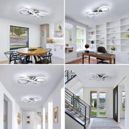 Pheashine Modern Chrome LED Ceiling Light, 36W Nordic Aluminum Flush Mount, 42cm in White - thumbnail 3
