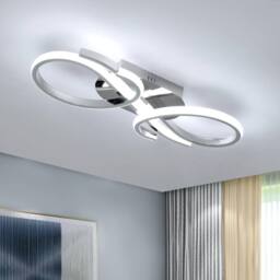 Pheashine Modern Chrome LED Ceiling Light, 36W Nordic Aluminum Flush Mount, 42cm in White - thumbnail 2