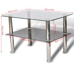 Berkfield Home Coffee Table Glass 2 Tiers in Silver - thumbnail 5