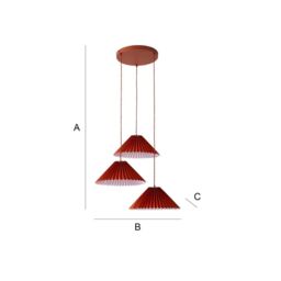 ValueLights Akira Pleated 3 Way Triple Drop Ceiling Pendant Light with LED Bulbs in Burnt Orange - thumbnail 7