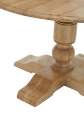 Orsina Oak Wood Natural Round Dining Table, Dining Room Table with Carved Base, Artistic Dining Table for Kitchen - thumbnail 4