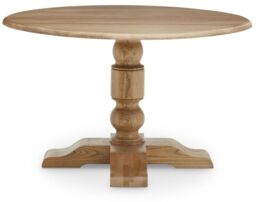 Orsina Oak Wood Natural Round Dining Table, Dining Room Table with Carved Base, Artistic Dining Table for Kitchen - thumbnail 7