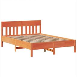 Berkfield Home Decorative Bed Frame without Mattress Wax Brown 160x200 cm Solid - thumbnail 5