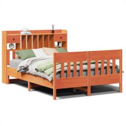 Berkfield Home Decorative Bed Frame without Mattress Wax Brown 160x200 cm Solid - thumbnail 3