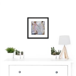 Artery8 Joaquin Sorolla Y Bastida Time For A Bathe Valencia 8X8 Inch Square Wooden Framed Wall Art Print Picture with Mount in Black - thumbnail 2