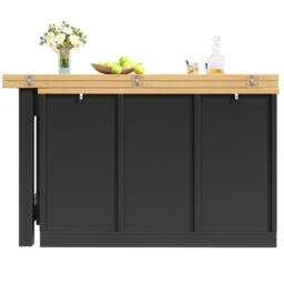 Merax Kitchen Island Sideboard with Extendable Dining Table, Wine Rack in Black - thumbnail 8