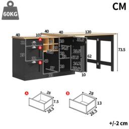 Merax Kitchen Island Sideboard with Extendable Dining Table, Wine Rack in Black - thumbnail 6