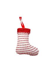 KDMD White & Red Glitter Sequin Stocking Hanging Decoration 11cm 10 Pack - thumbnail 2
