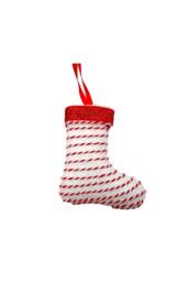 KDMD White & Red Glitter Sequin Stocking Hanging Decoration 11cm 10 Pack - thumbnail 1