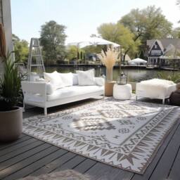THE RUGS Dynamic Reversible Indoor & Outdoor Rug Polypropylene Oriental Rug in Beige - Size: 160 cm x 230 cm - thumbnail 8