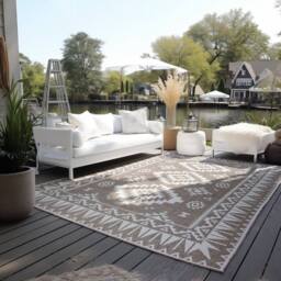 THE RUGS Dynamic Reversible Indoor & Outdoor Rug Polypropylene Oriental Rug in Beige - Size: 160 cm x 230 cm - thumbnail 7