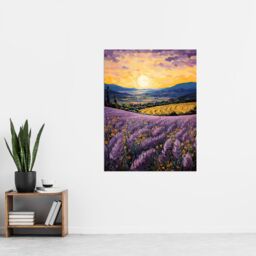 "Artery8 Wall Art Print Serene Lavender Fields at Sunrise Scenic Landscape Poster Picture in Purple - Size: W18"" x H24""" - thumbnail 4