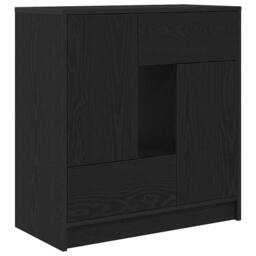 Berkfield Home Sideboard with Drawers & Doors Black Oak 70.5x34x74.5 cm - thumbnail 3