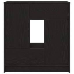 Berkfield Home Sideboard with Drawers & Doors Black Oak 70.5x34x74.5 cm - thumbnail 6