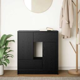 Berkfield Home Sideboard with Drawers & Doors Black Oak 70.5x34x74.5 cm - thumbnail 1