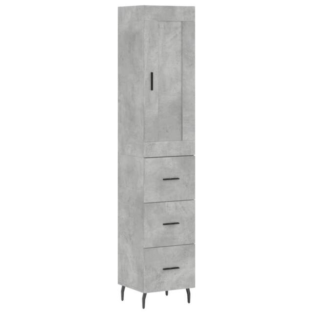 Berkfield Home Highboard Concrete Grey 34.5x34x180 cm Engineered Wood - image 1