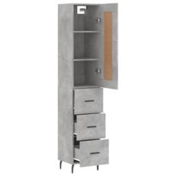 Berkfield Home Highboard Concrete Grey 34.5x34x180 cm Engineered Wood - thumbnail 4