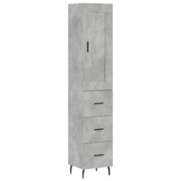 Berkfield Home Highboard Concrete Grey 34.5x34x180 cm Engineered Wood - thumbnail 1