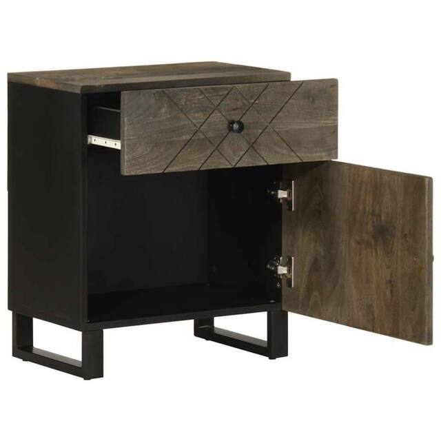 Berkfield Home Bedside Cabinet Black 50x33x60 cm Solid Wood Mango - Size: 50 x 33 x 60 cm - image 1
