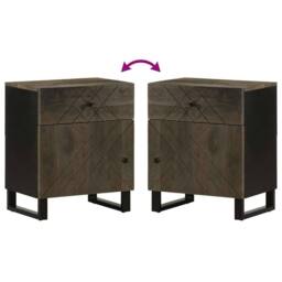 Berkfield Home Bedside Cabinet Black 50x33x60 cm Solid Wood Mango - Size: 50 x 33 x 60 cm - thumbnail 6