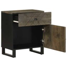 Berkfield Home Bedside Cabinet Black 50x33x60 cm Solid Wood Mango - Size: 50 x 33 x 60 cm - thumbnail 1