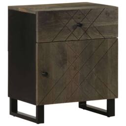 Berkfield Home Bedside Cabinet Black 50x33x60 cm Solid Wood Mango - Size: 50 x 33 x 60 cm - thumbnail 2
