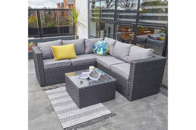Furniture Maxi Vancouver 5 Seater Rattan Corner Sofa Patio Set in Black - image 1