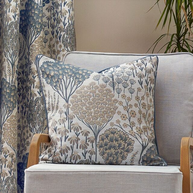 Wylder Ophelia Floral Jacquard Cushion in Blue - Size: 50 cm x 50 cm - image 1
