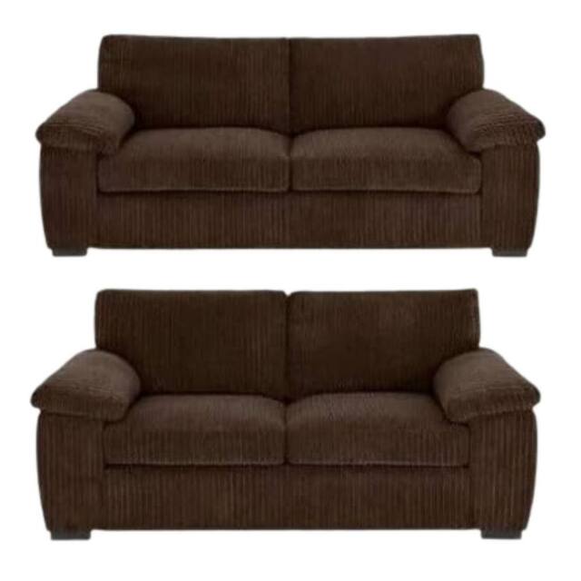 Bliss Furniture Jumbo Cord 3+2 Seater Sofa Set with Soft Fabric in Brown Colour - Size: 5 Pack - image 1