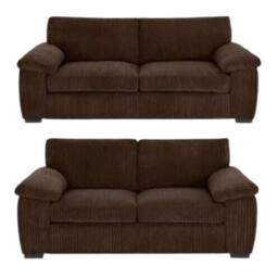 Bliss Furniture Jumbo Cord 3+2 Seater Sofa Set with Soft Fabric in Brown Colour - Size: 5 Pack - thumbnail 1