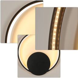 Goeco Wall Lights LED Indoor Modern, Round Wall Lighting, 3000 K in Black - thumbnail 6