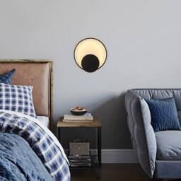 Goeco Wall Lights LED Indoor Modern, Round Wall Lighting, 3000 K in Black - thumbnail 4