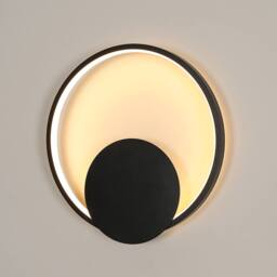 Goeco Wall Lights LED Indoor Modern, Round Wall Lighting, 3000 K in Black