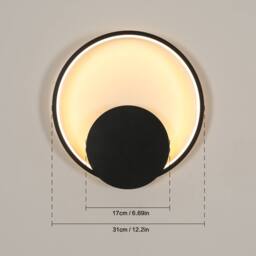 Goeco Wall Lights LED Indoor Modern, Round Wall Lighting, 3000 K in Black - thumbnail 5