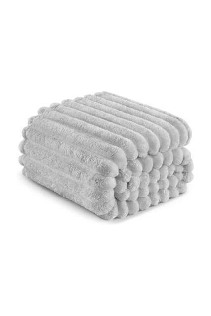 Dyzi Ribbed Jacquard Fleece Bed Blanket Throw 150x200cm Grey - Size: 150 cm x 200 cm - image 1