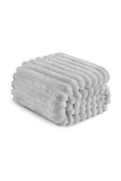 Dyzi Ribbed Jacquard Fleece Bed Blanket Throw 150x200cm Grey - Size: 150 cm x 200 cm - thumbnail 1