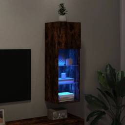 Berkfield Home TV Cabinet with LED Lights Smoked Oak 30.5x30x90 cm in Brown - thumbnail 5