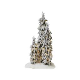Garden Greatness Set Of 3 Pre-Lit Flocked Snowy Trees in Brown - Size: 1 Pack - thumbnail 2