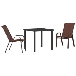 Berkfield Home 3 Piece Garden Dining Set Brown Textilene & Steel