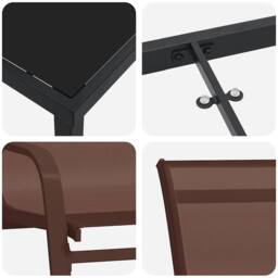 Berkfield Home 3 Piece Garden Dining Set Brown Textilene & Steel - thumbnail 9
