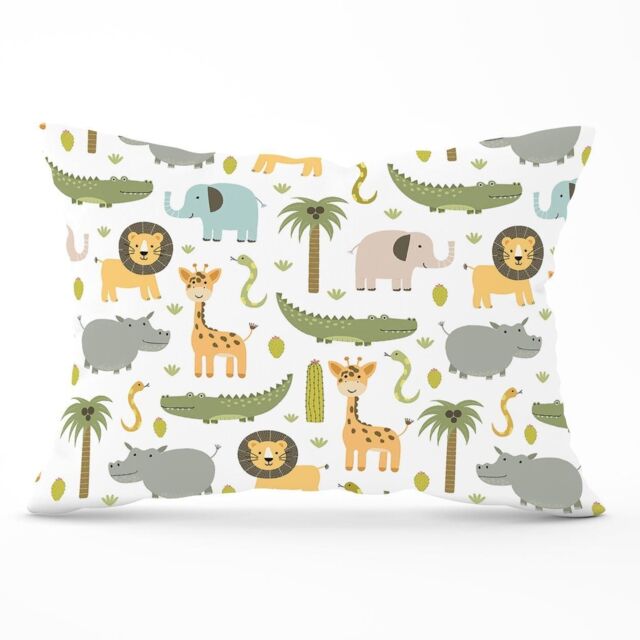 Warren Reed - Designer Cute Safari Animals Cushions in Green - Size: 60 cm x 60 cm - image 1