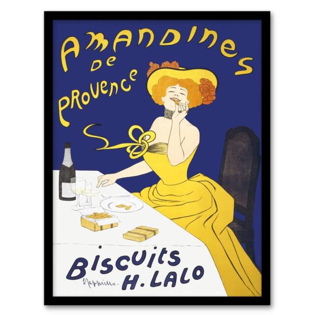 Artery8 Almond Biscuits Vintage Advert Vintage Framed Wall Art Print Cappiello in Blue - Size: A4 - image 1