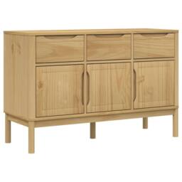 Berkfield Home Sideboard FLORO Wax Brown 114x43x74 cm Solid Wood Pine in Light Tan - Size: 114 x 43 x 74 cm