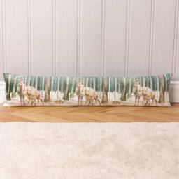 Evans Lichfield Stag Scene Digitally Printed Velvet Draught Excluder in Teal - thumbnail 2