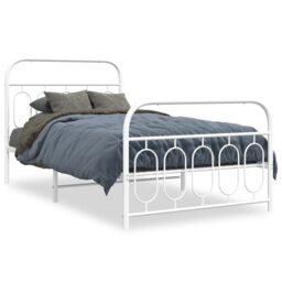 Berkfield Home Metal Bed Frame without Mattress with Footboard White 100x200cm - Size: 100x200 cm - thumbnail 2