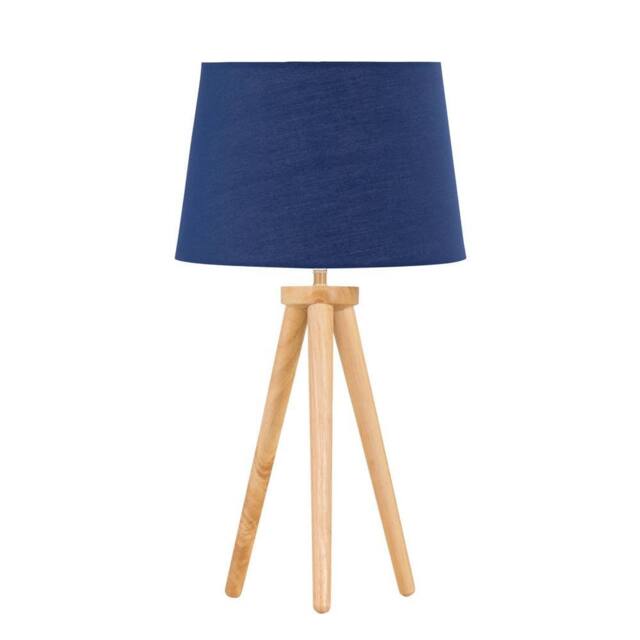 First Choice Lighting Voyage - Light Oak Table Lamp or Bedside Light with Navy Blue Shade in Brown - image 1