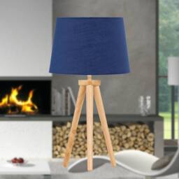 First Choice Lighting Voyage - Light Oak Table Lamp or Bedside Light with Navy Blue Shade in Brown - thumbnail 3