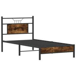 Berkfield Home Decorative Bed Frame without Mattress Smoked Oak 90x190 cm Single in Brown - thumbnail 5