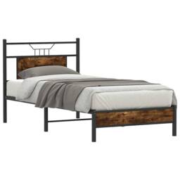 Berkfield Home Decorative Bed Frame without Mattress Smoked Oak 90x190 cm Single in Brown - thumbnail 1